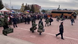 В Альметьевске состоялась очередная отправка мобилизованных мужчин